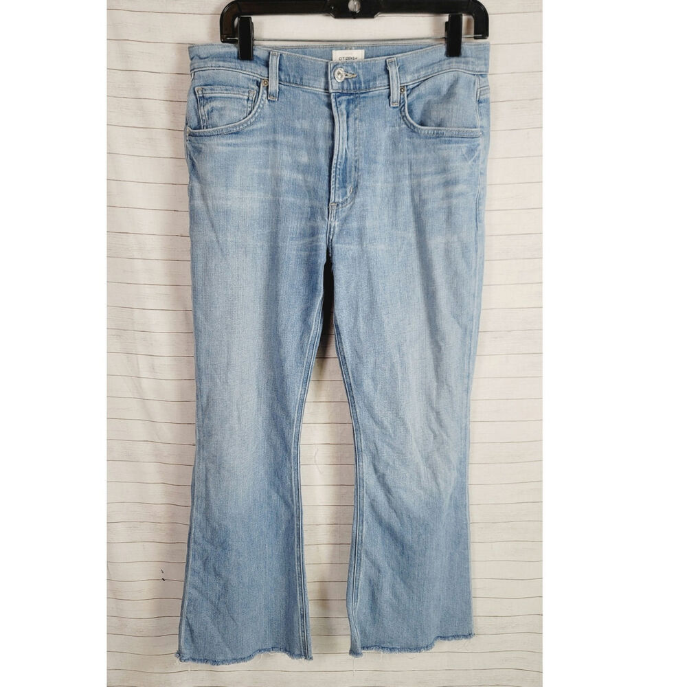 CITIZENS OF HUMANITY IOSLA RAW HEM FLARE JEANS, SZ 28